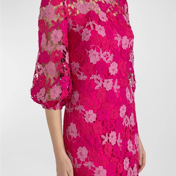 ISO Shoshanna Judith Flounce-Hem Crochet Lace Midi Dress - Picture 2 of 3